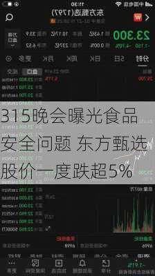 315晚会曝光食品安全问题 东方甄选股价一度跌超5%