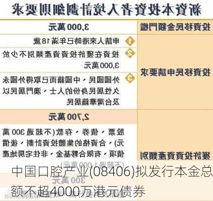 中国口腔产业(08406)拟发行本金总额不超4000万港元债券