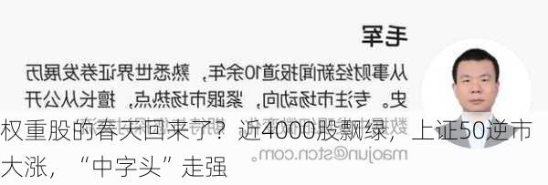 权重股的春天回来了？近4000股飘绿，上证50逆市大涨，“中字头”走强