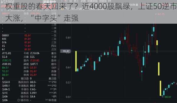 权重股的春天回来了？近4000股飘绿，上证50逆市大涨，“中字头”走强