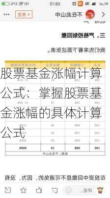 股票基金涨幅计算公式：掌握股票基金涨幅的具体计算公式