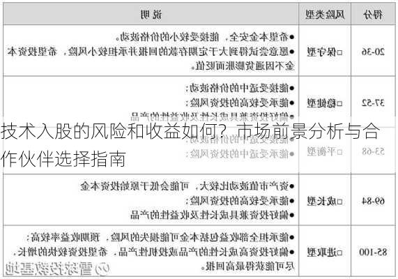 技术入股的风险和收益如何？市场前景分析与合作伙伴选择指南