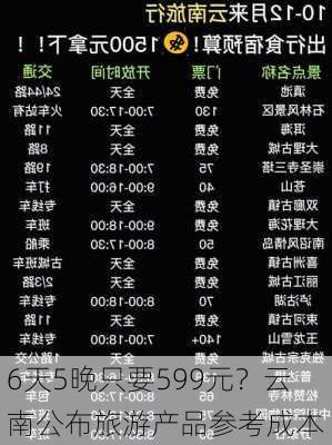 6天5晚只要599元？云南公布旅游产品参考成本