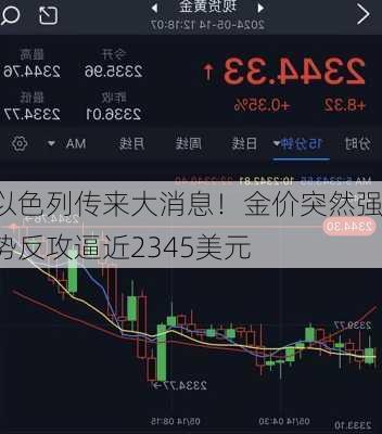 以色列传来大消息！金价突然强势反攻逼近2345美元