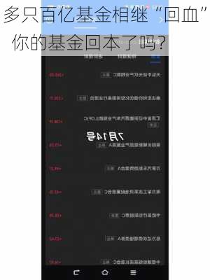 多只百亿基金相继“回血”  你的基金回本了吗？