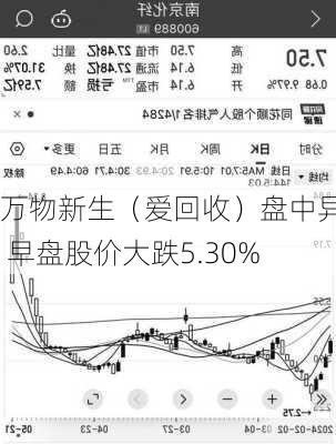 万物新生（爱回收）盘中异动 早盘股价大跌5.30%