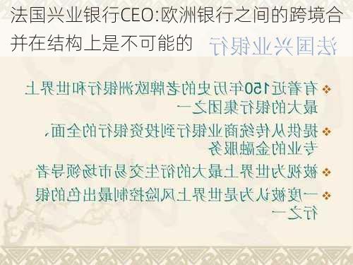 法国兴业银行CEO:欧洲银行之间的跨境合并在结构上是不可能的