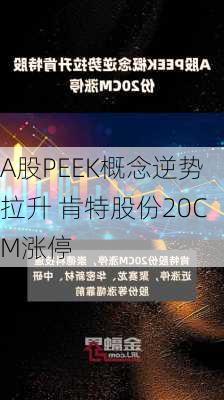 A股PEEK概念逆势拉升 肯特股份20CM涨停