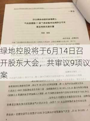 绿地控股将于6月14日召开股东大会，共审议9项议案