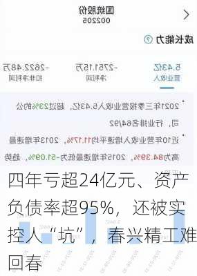 四年亏超24亿元、资产负债率超95%，还被实控人“坑”，春兴精工难回春