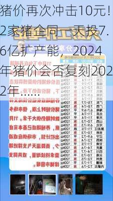 猪价再次冲击10元！2家猪企同一天投7.6亿扩产能，2024年猪价会否复刻2022年……