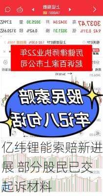 亿纬锂能索赔新进展 部分股民已交起诉材料