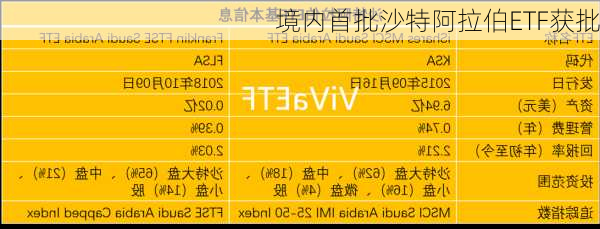 境内首批沙特阿拉伯ETF获批