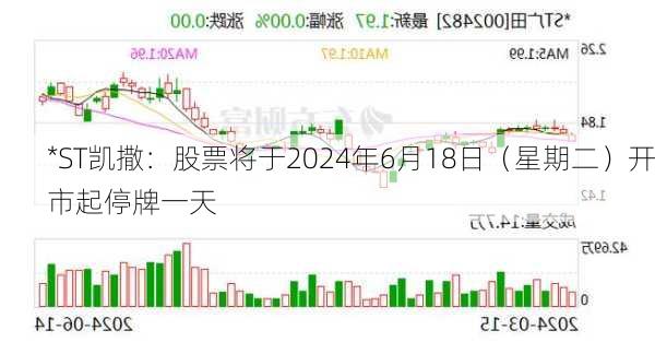 *ST凯撒：股票将于2024年6月18日（星期二）开市起停牌一天