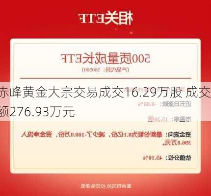 赤峰黄金大宗交易成交16.29万股 成交额276.93万元