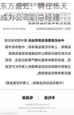 东方盛虹：聘任杨天威为公司副总经理