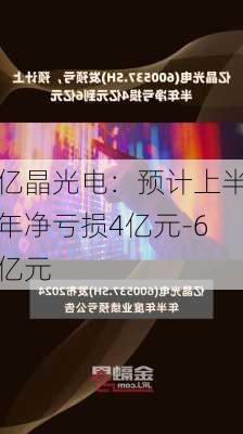 亿晶光电：预计上半年净亏损4亿元-6亿元