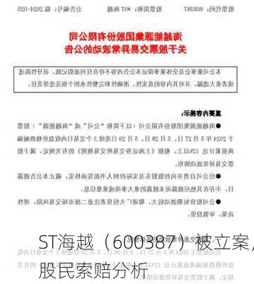 ST海越（600387）被立案，股民索赔分析