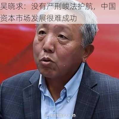 吴晓求：没有严刑峻法护航，中国资本市场发展很难成功