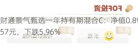 财通景气甄选一年持有期混合C：净值0.8957元，下跌5.96%