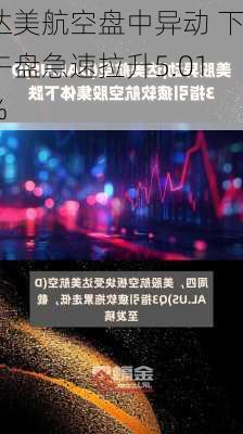 达美航空盘中异动 下午盘急速拉升5.01%