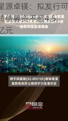 星源卓镁：拟发行可转债募资不超4.5亿元