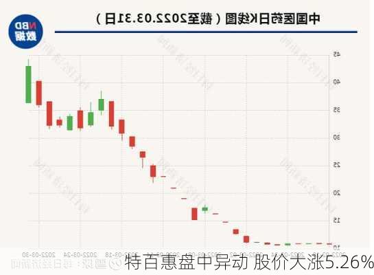 特百惠盘中异动 股价大涨5.26%