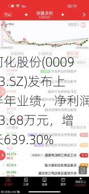 河化股份(000953.SZ)发布上半年业绩，净利润263.68万元，增长639.30%