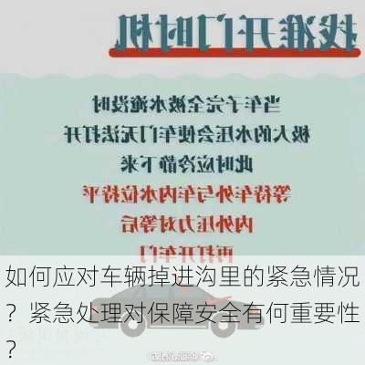 如何应对车辆掉进沟里的紧急情况？紧急处理对保障安全有何重要性？