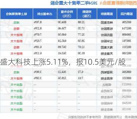 盛大科技上涨5.11%，报10.5美元/股