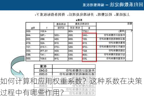 如何计算和应用权重系数？这种系数在决策过程中有哪些作用？