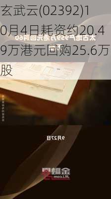 玄武云(02392)10月4日耗资约20.49万港元回购25.6万股