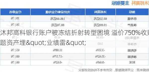 沐邦高科银行账户被冻结折射转型困境 溢价750%收购问题资产埋