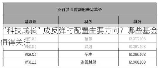 “科技成长”成反弹时配置主要方向？哪些基金值得关注