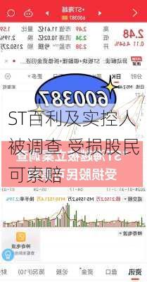 ST百利及实控人被调查 受损股民可索赔