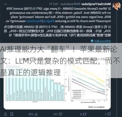 AI推理能力大“翻车”！苹果最新论文：LLM只是复杂的模式匹配，而不是真正的逻辑推理