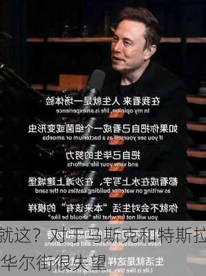 就这？对于马斯克和特斯拉 华尔街很失望