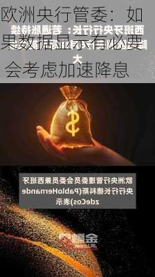 欧洲央行管委：如果数据显示有必要 会考虑加速降息