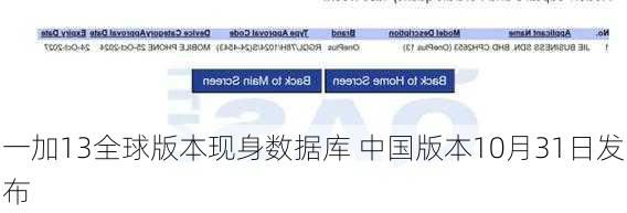 一加13全球版本现身数据库 中国版本10月31日发布